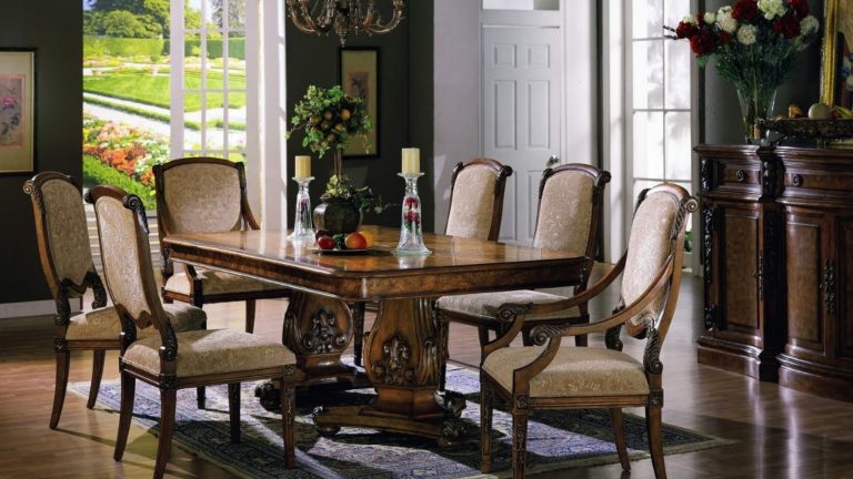 A perfect dining room with wooden furniture set